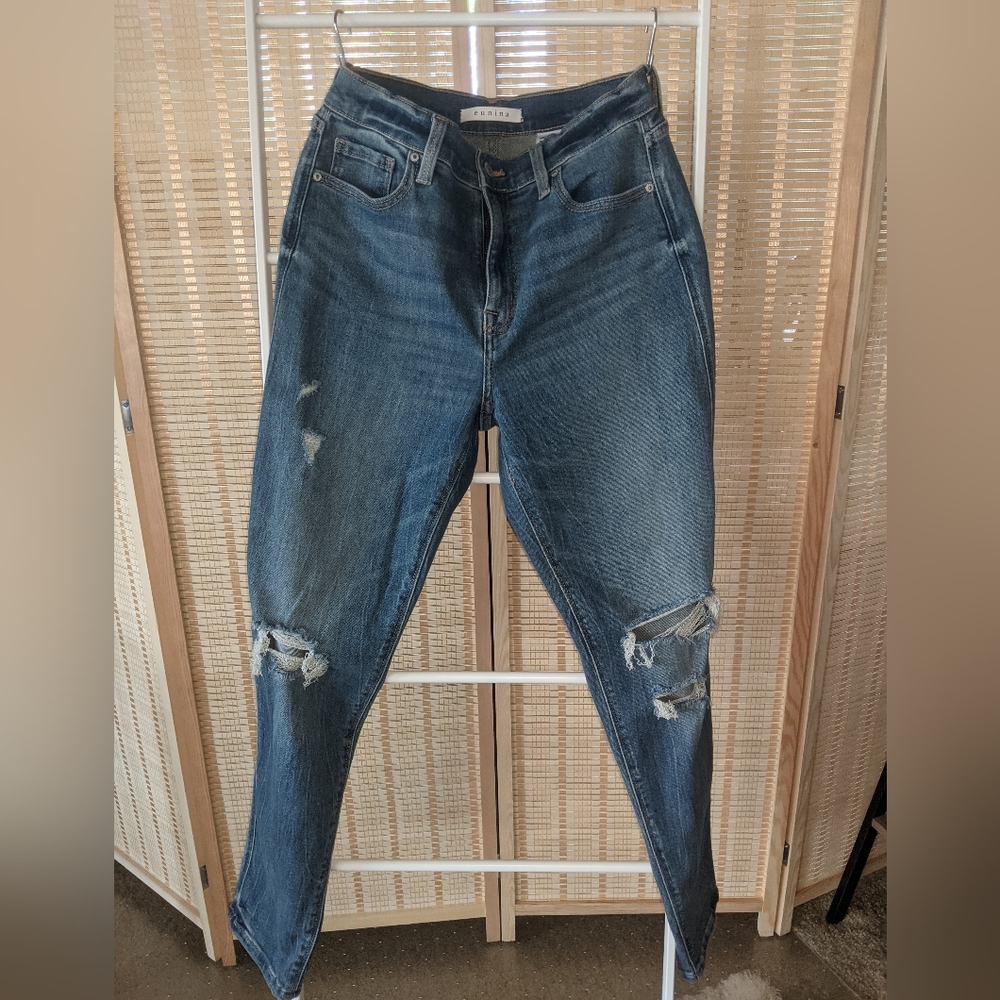 Denise Distressed Boyfriend Jeans - Medium Wash size 3